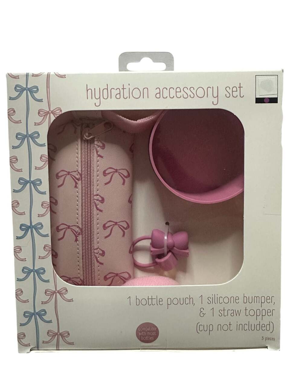 Ribbons & Bows Hydration Accessory Set (Bottle Pouch, Silicone Bumper, & Straw T